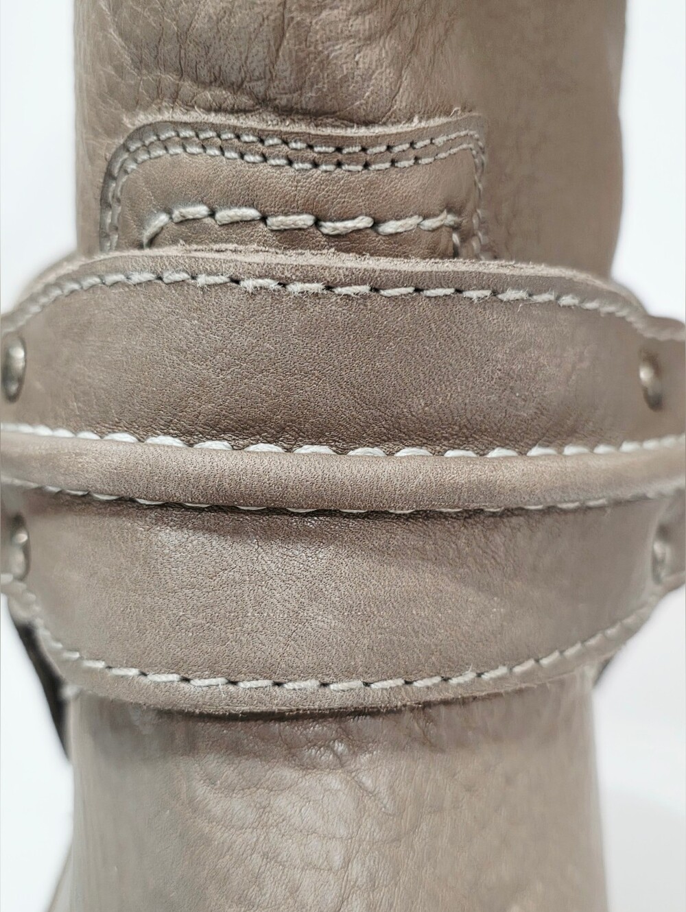 Frye 77376 GRAY Leather Boot Riding Moto Harness 12R Biker Ride Women 6.5 M Used - Picture 10 of 16